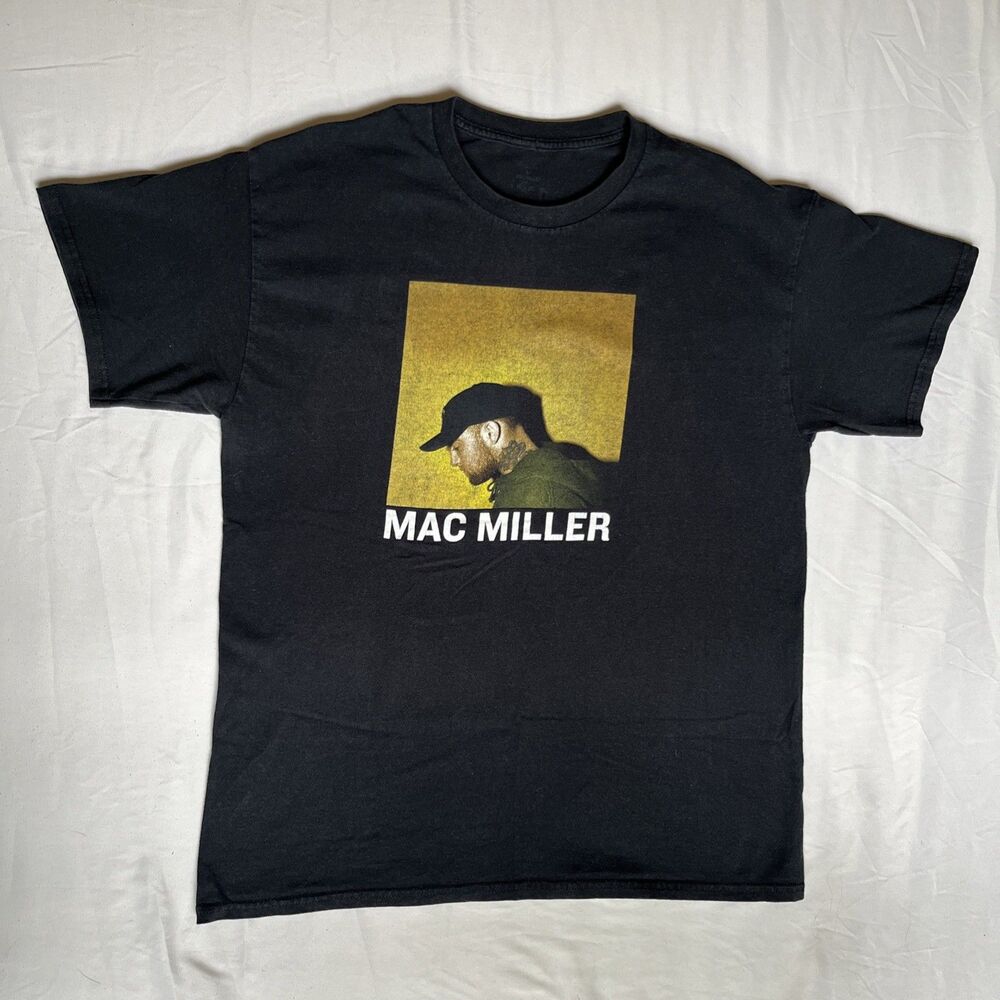 Mac Miller Shirt Mens L Black 2018 Tour Photo Portrait Rap Tee Hip Hop